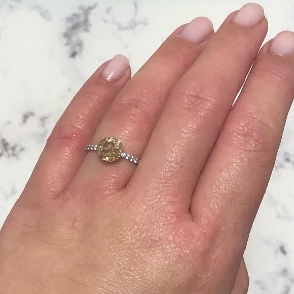 New Rose Cut Yellow Canary Moissanite Ring - Picture 9 of 9